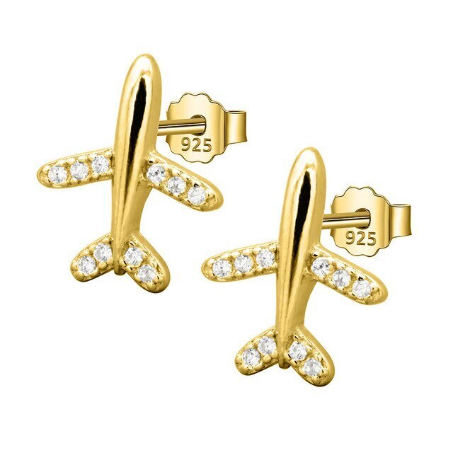 Airplane earrings Yellow gold [KUMARIAIR017-Gold]