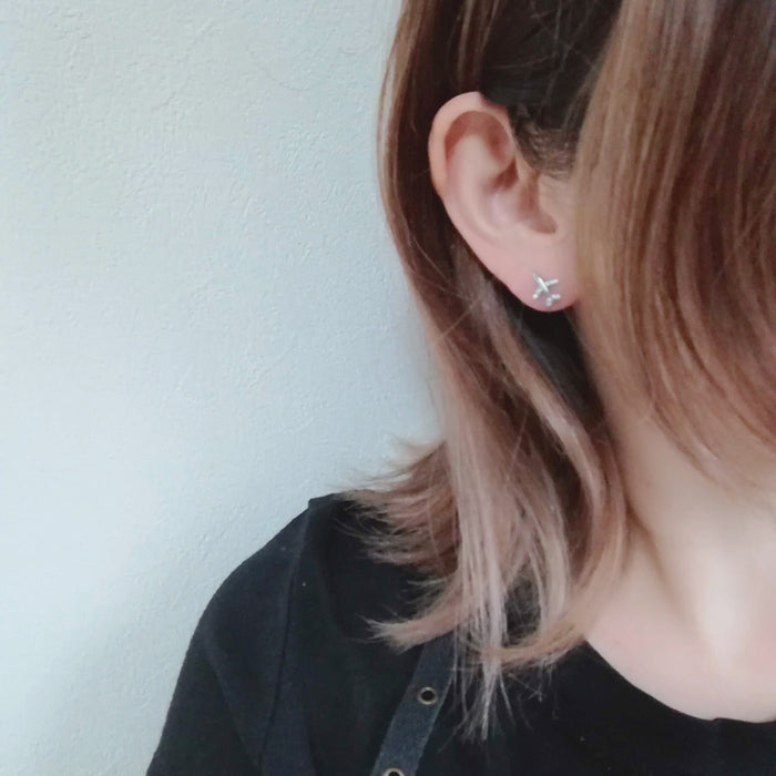 Airplane earrings rose gold [KUMARIAIR017-RoseGold]