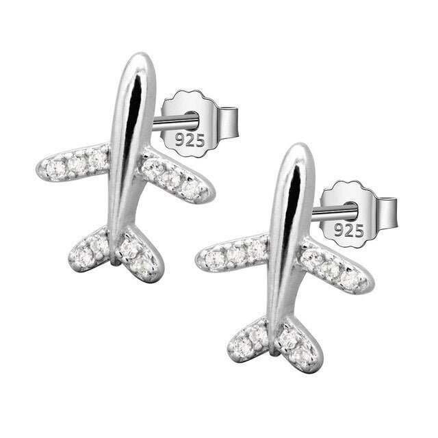 Airplane earrings silver [KUMARIAIR017-Silver]