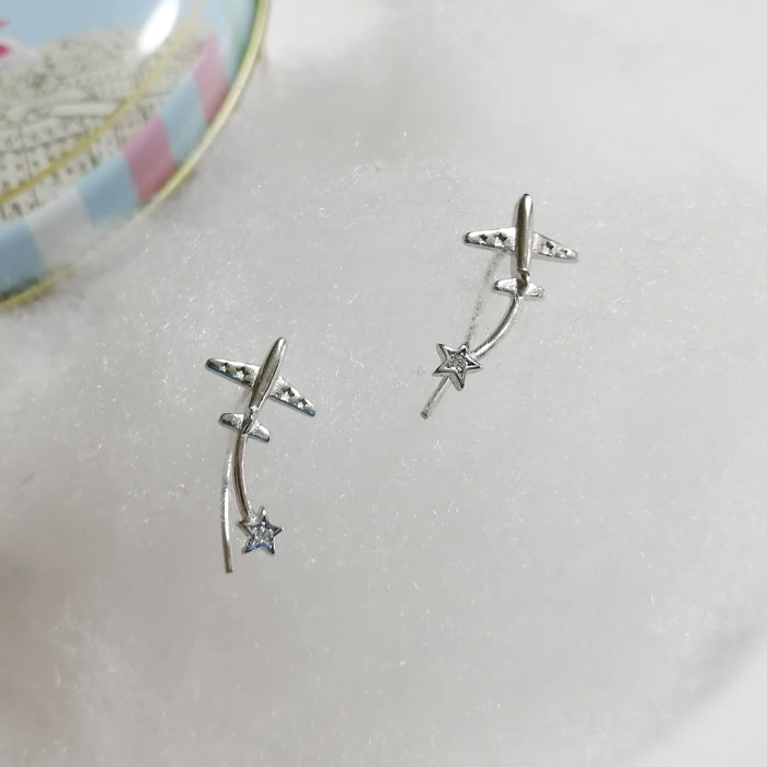 Airplane earrings (shooting star) gold [KUMARIAIR018-Gold]