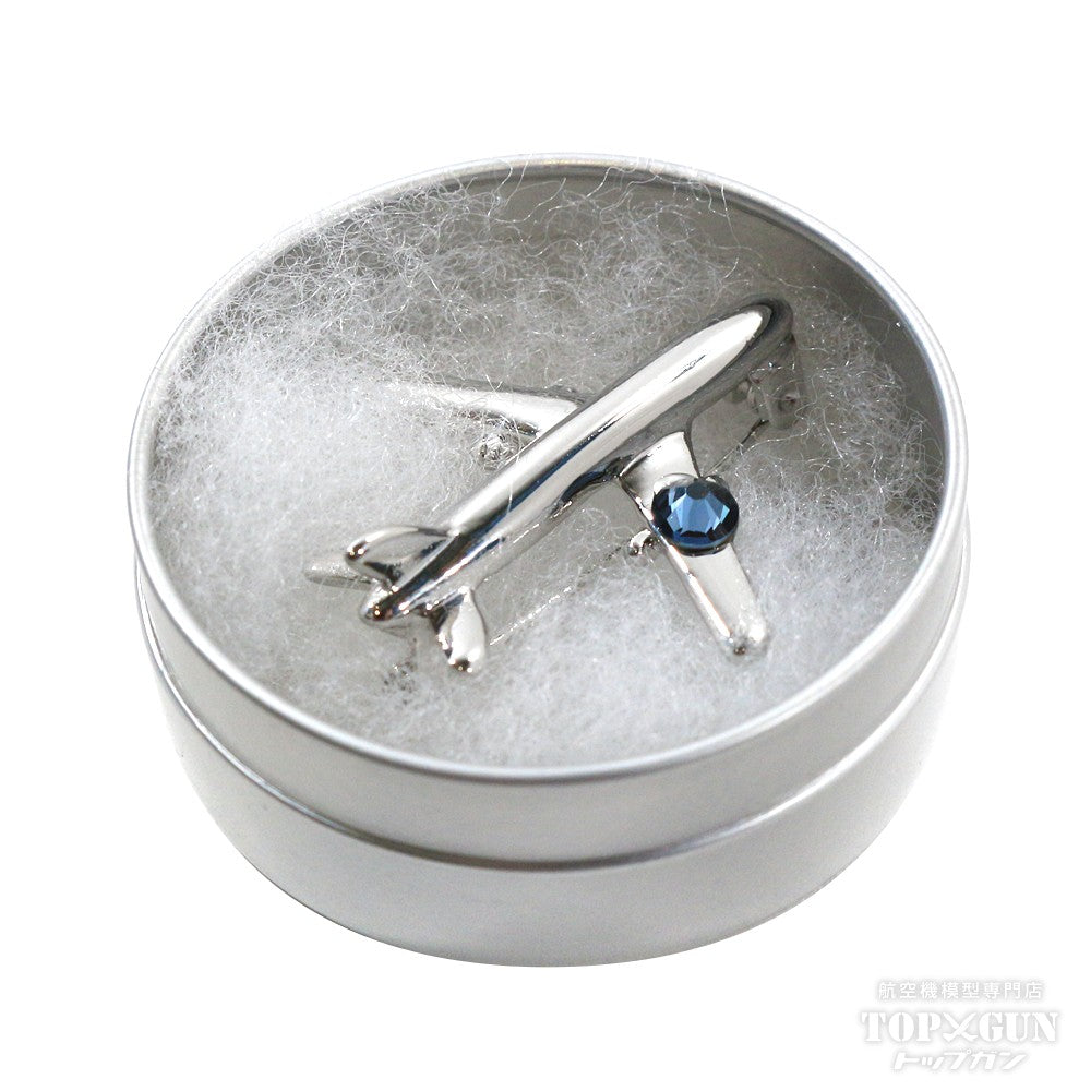 Airplane brooch silver x blue [KUMARIAIR040]