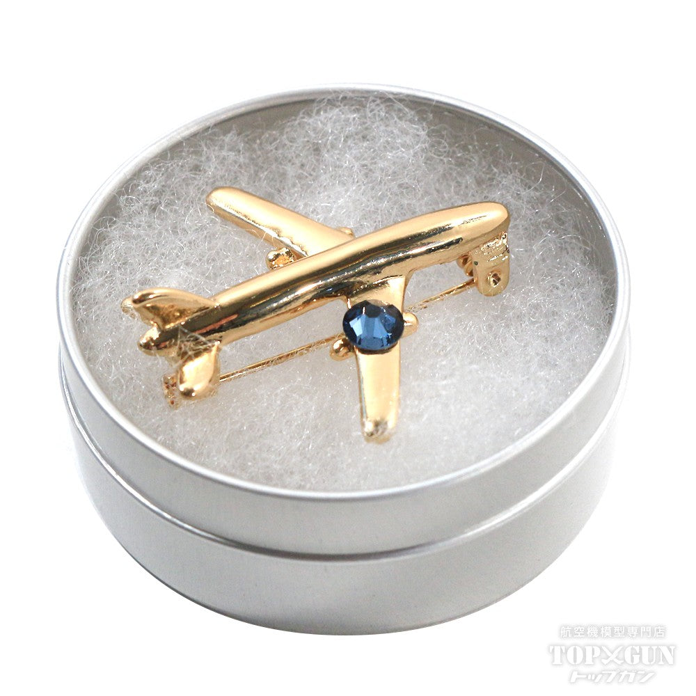 Airplane brooch gold x blue [KUMARIAIR043]