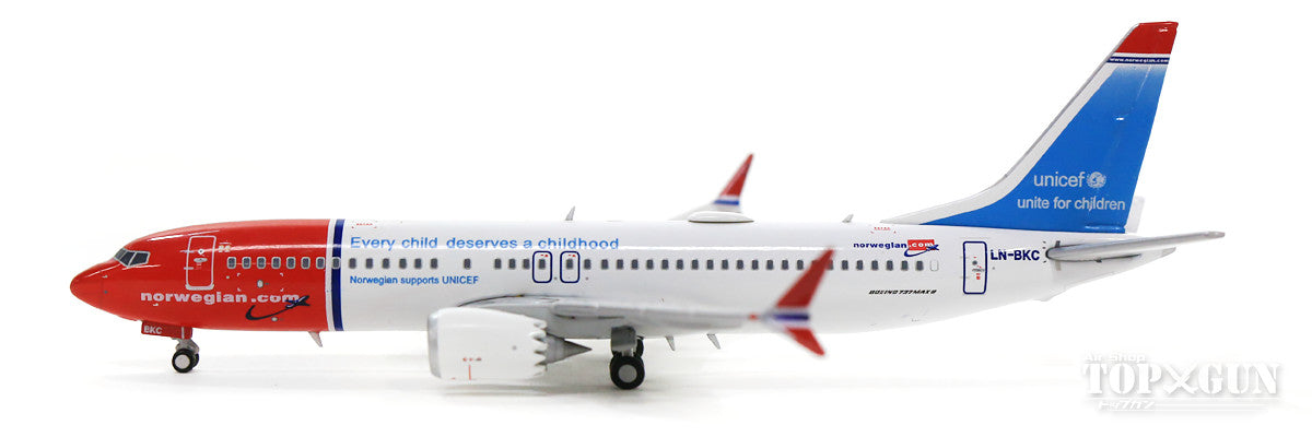 【WEB限定特価】737 MAX 8 ノルウェージャンエアシャトル 「UNICEF Livery」 LN-BKC With Antenna 1/400 [XX4150]